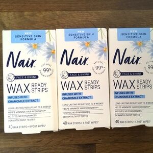 Nair Sensitive Hair Remover Legs & Body Wax Strips - 4 Boxes